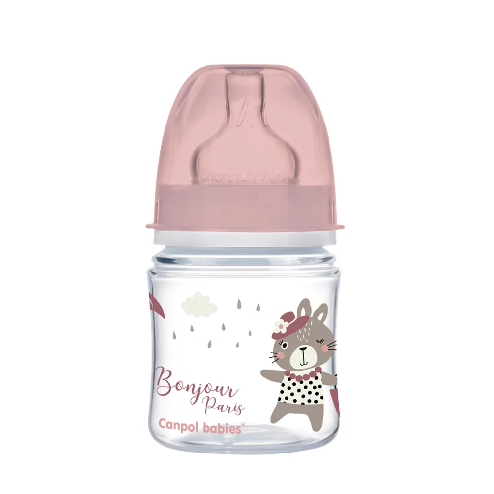 Canpol babies biberon anti colique col large 120ml bonjour paris - rose - 35/231