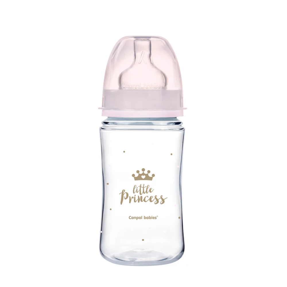 Canpol babies biberon anti colique col large 240ml royal baby - rose - 35/234