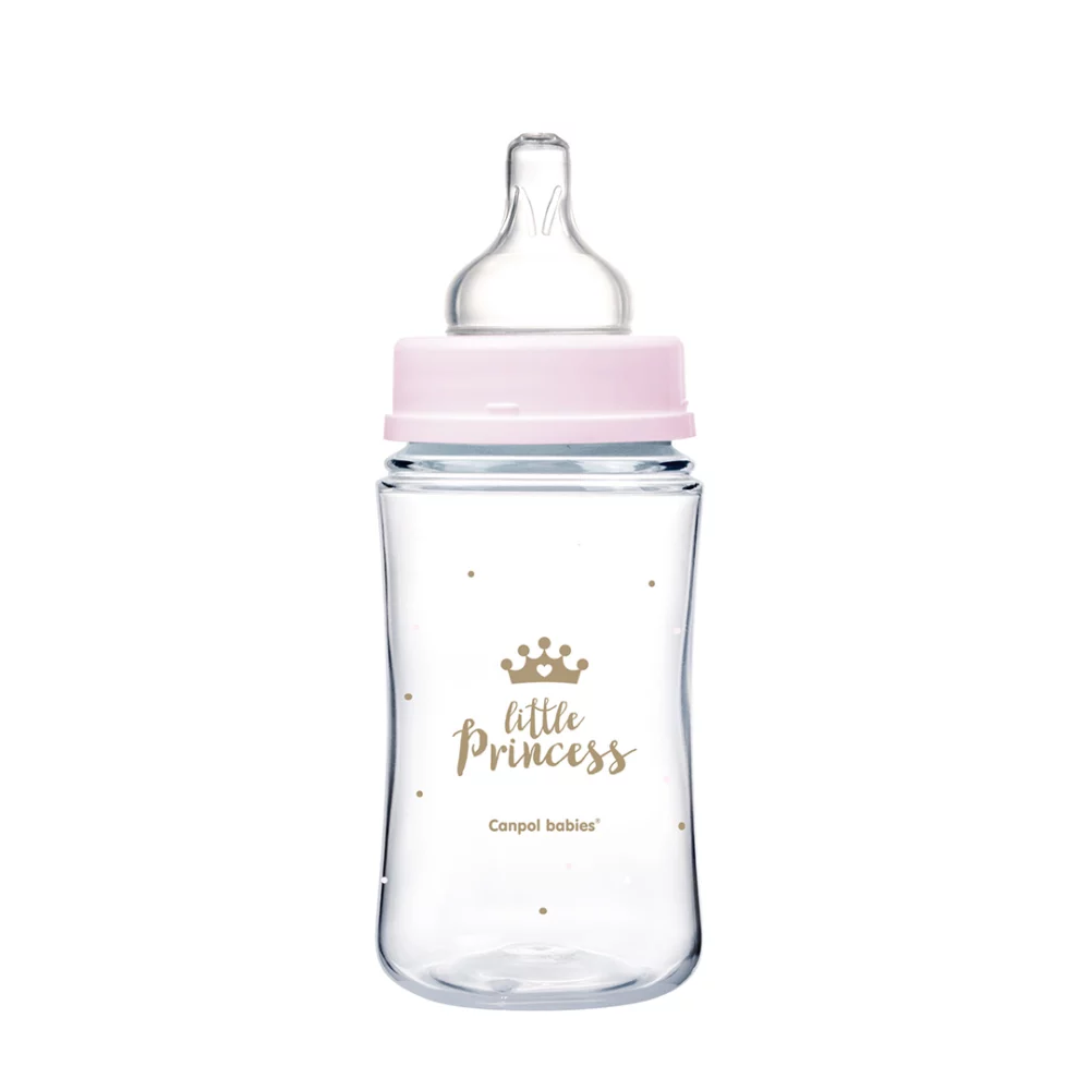 Canpol babies biberon anti colique col large 240ml royal baby - rose - 35/234