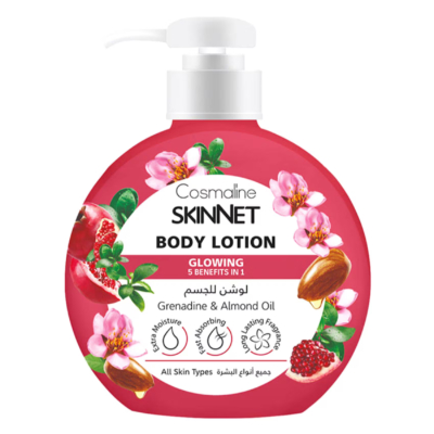 COSMALINE Skinnet Lait Corps Grenadine Eclatante et Huile d'Amande 400ml