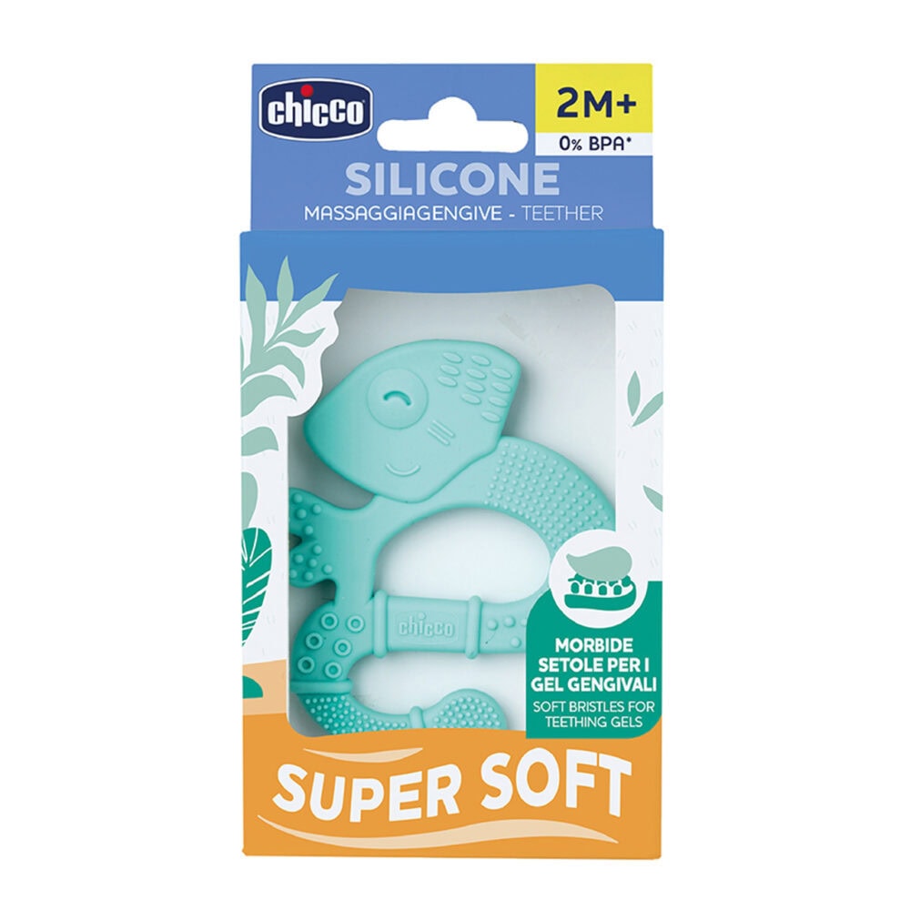 Chicco anneau de dentition +2m soft & clean iguane blue