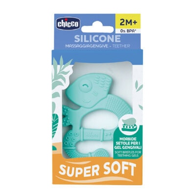 Chicco Anneau de Dentition +2m Soft & Clean Iguane Blue