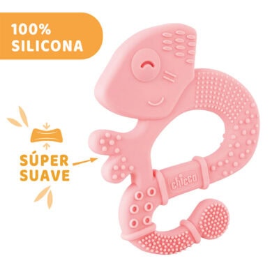 Chicco anneau de dentition +2m soft & clean iguane rose