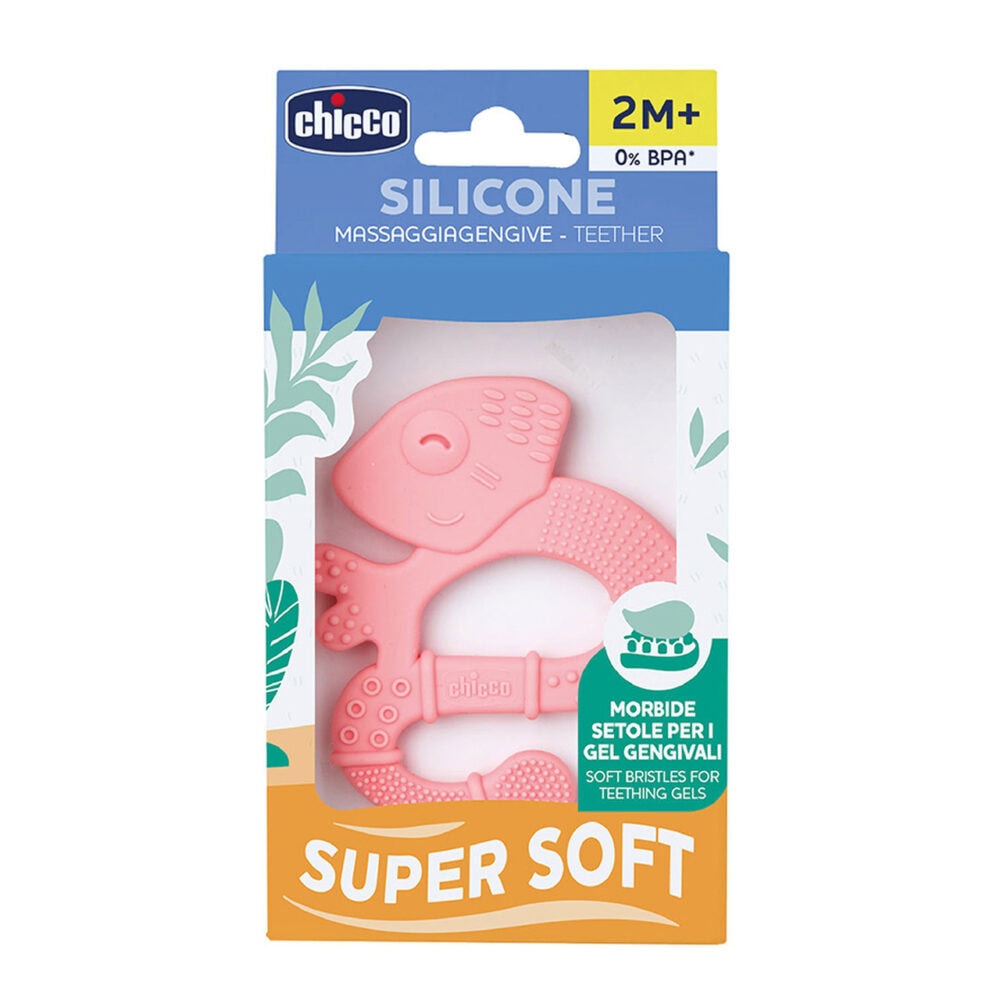 Chicco anneau de dentition +2m soft & clean iguane rose