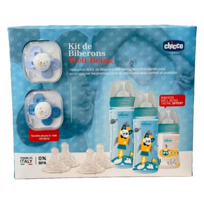 Chicco kit de biberons well being - bleu