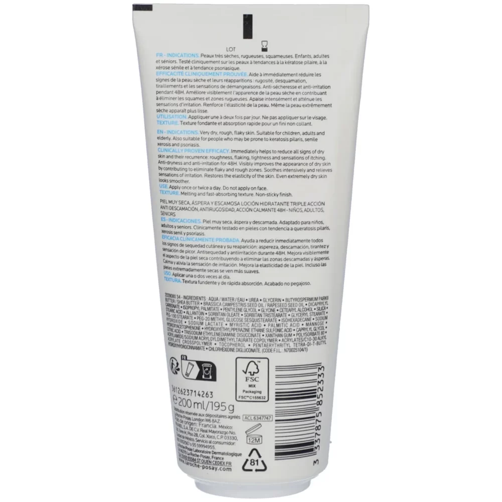 La roche posay lipikar lait urea 10% hydratant 200ml