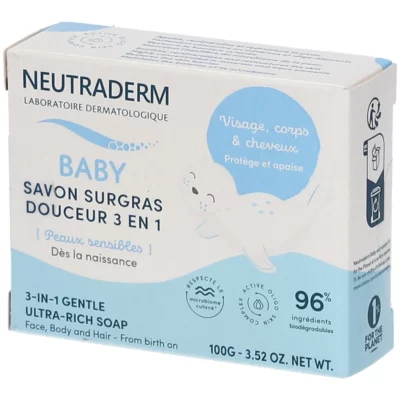 Neutraderm baby savon surgras douceur 3 en 1 100gr