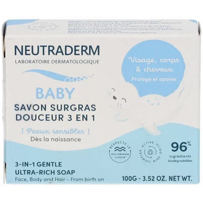 Neutraderm baby savon surgras douceur 3 en 1 100gr