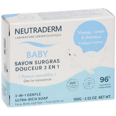 Neutraderm baby savon surgras douceur 3 en 1 100gr