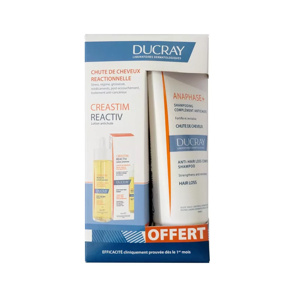 Ducray creastim reactiv lotion anti chute 60ml + anaphase shampooing 100ml (offert)