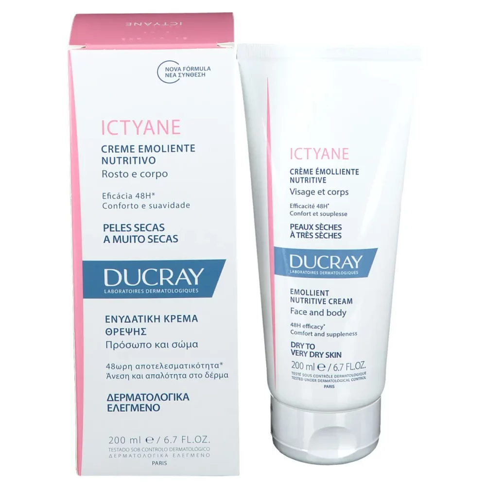 Ducray ictyane crème émolliente nutritive visage et corps 200ml