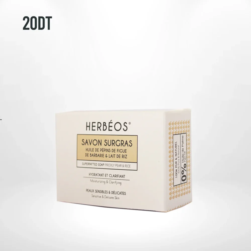 Herbéos savon surgras nettoyant hydratant peaux sensibles 100 gr