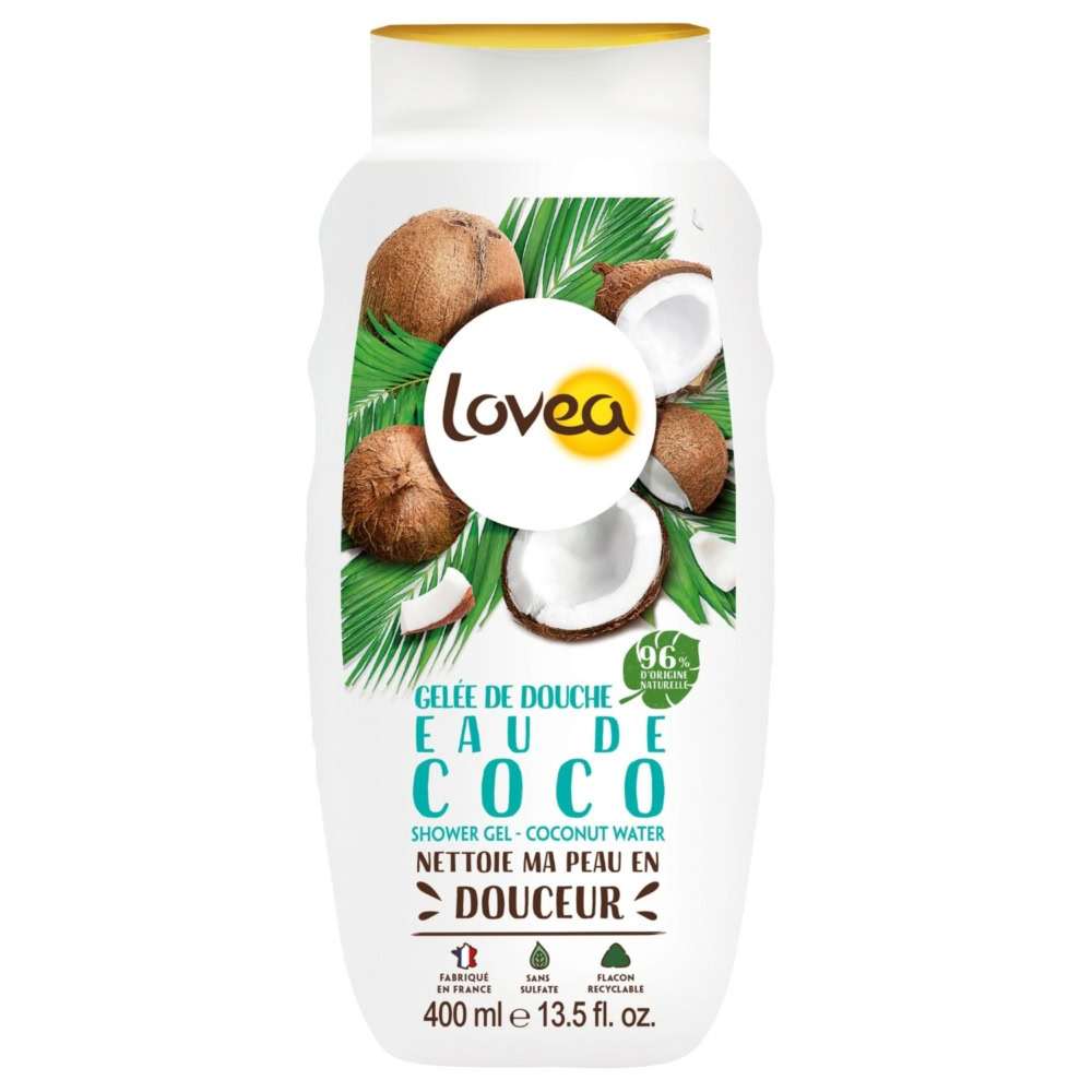 Lovea gelée de douche eau de coco ph neutre sans sulfate 400ml