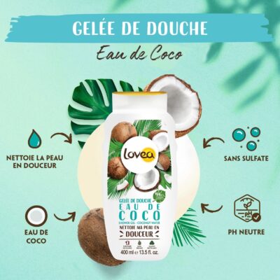 Lovea gelée de douche eau de coco ph neutre sans sulfate 400ml