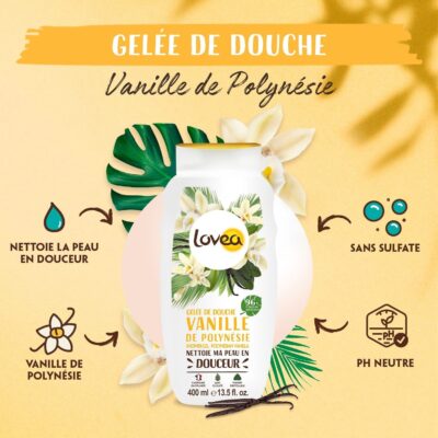 Lovea gelée de douche vanille de polynésie ph neutre 400ml