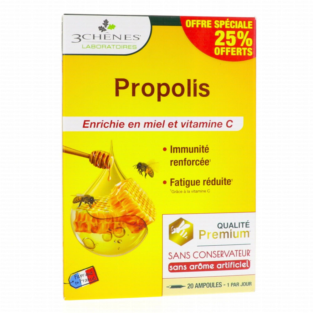 3 chênes propolis 20 ampoules 10ml