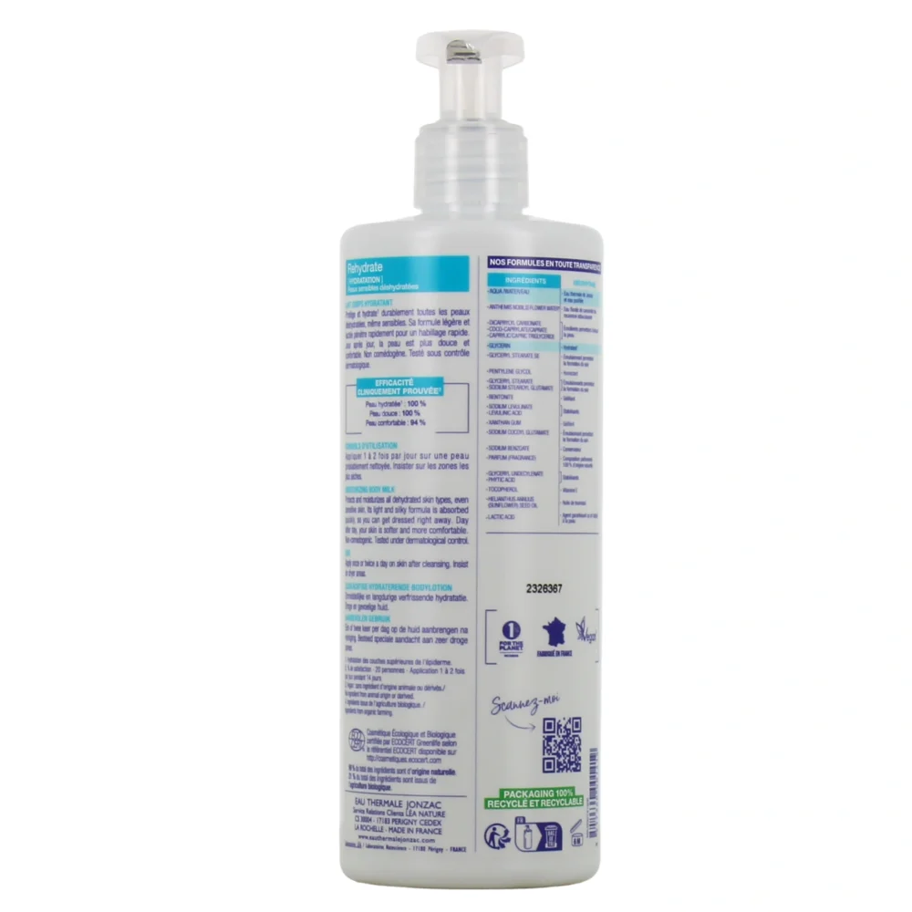 Jonzac rehydrate lait corps hydratant soyeux tous types de peaux 400ml