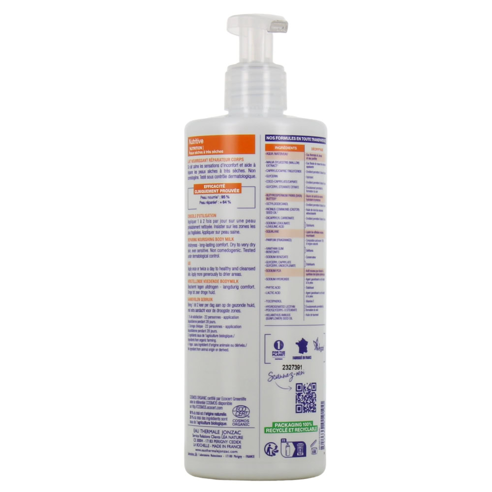 Jonzac nutritive lait nourrissant réparateur corps bio 400ml