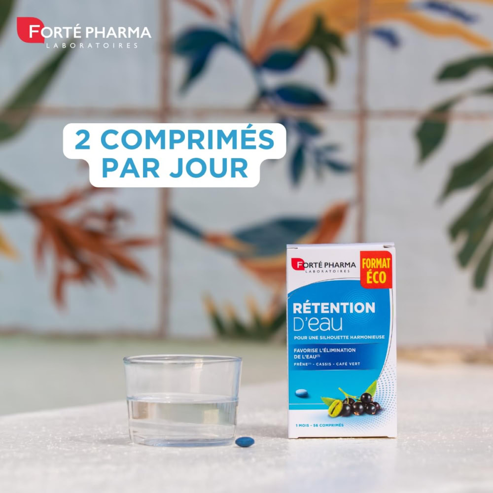 Forté pharma rétention d'eau enrichi en frêne, cassis et café vert 56 comprimés