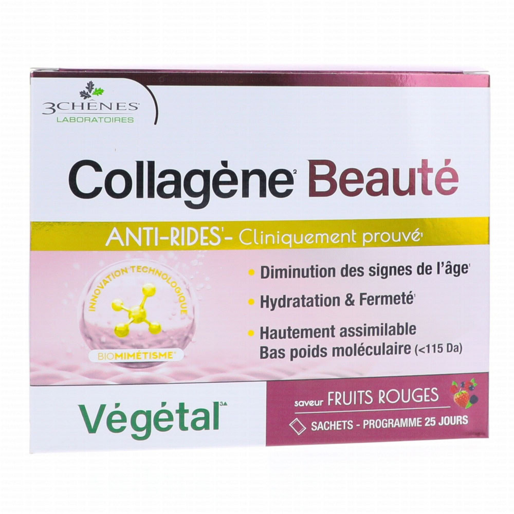 Les 3 chênes collagène beauté anti-rides végétal fruits 25 sachets x 6g