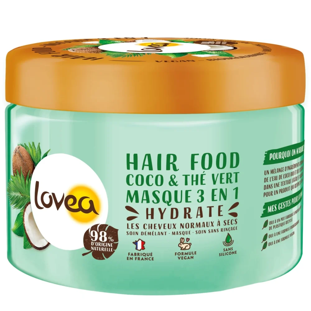 Lovea hair food masque 3en1 coco et thé vert 390ml