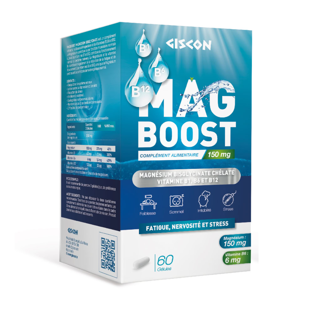 Magboost magnésium bisglycinate 60 gélules