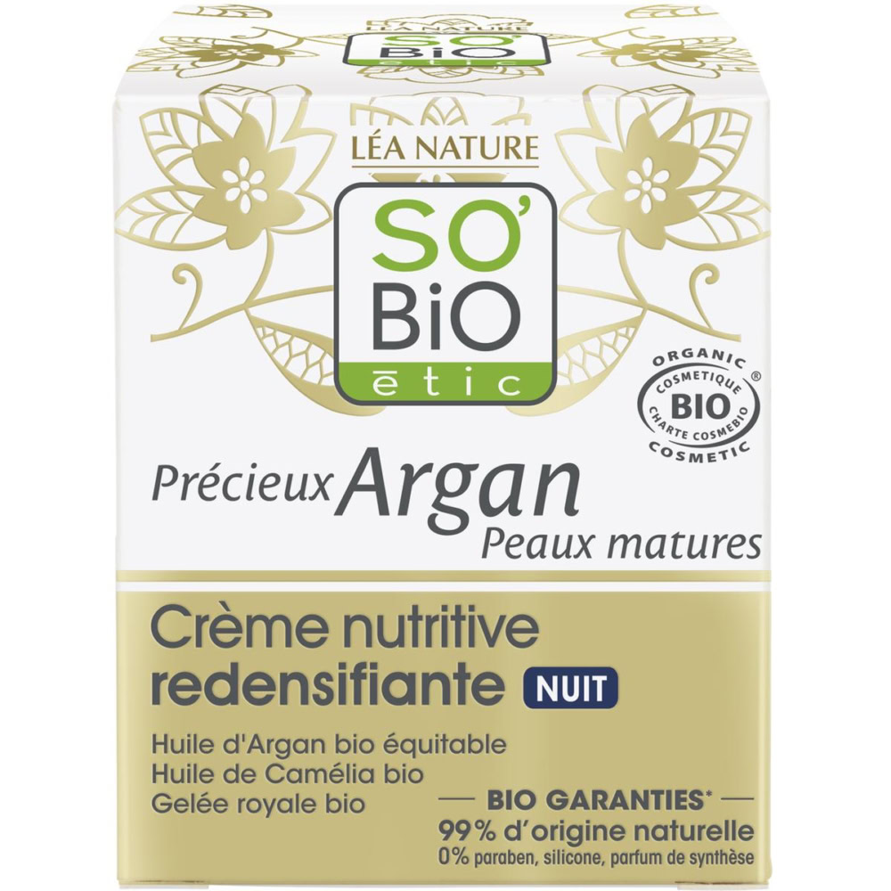 So bio précieux argan crème nutritive redensifiante nuit peaux matures 50ml