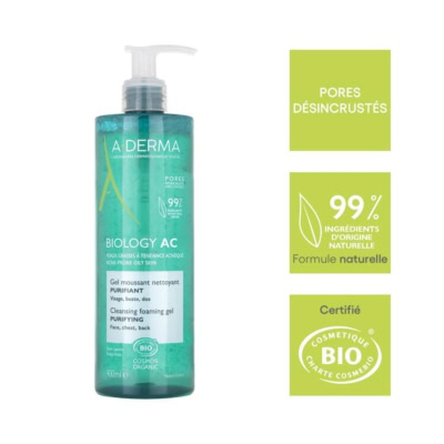 A-derma biology ac gel moussant purifiant 400ml