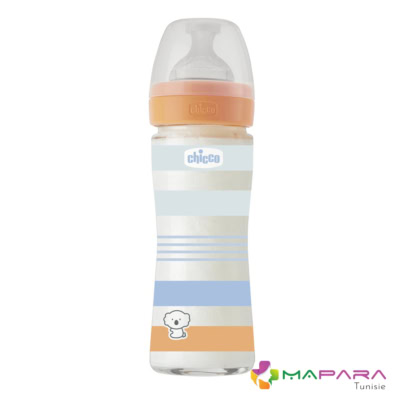 Chicco Biberon Well-Being en Verre Flux Lent 0M+ 240ml