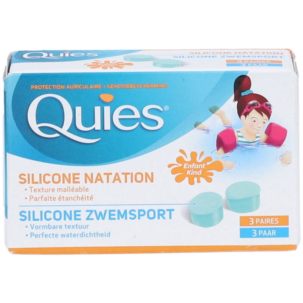 Quies protection auditive en silicone natation enfant 3 paires