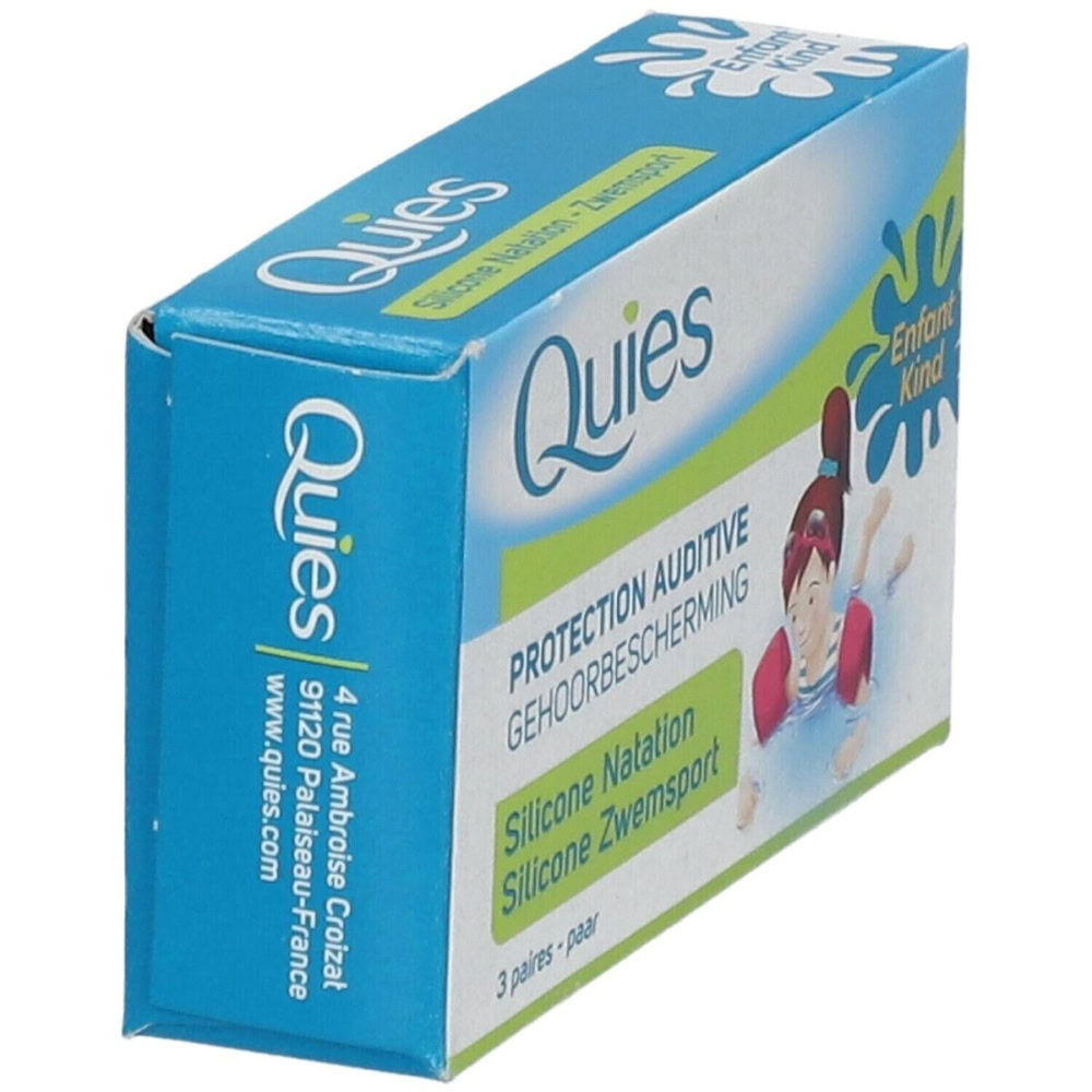 Quies protection auditive en silicone natation enfant 3 paires