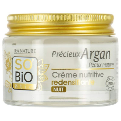 SO BIO Précieux Argan Crème Nutritive Redensifiante Nuit Peaux Matures 50ml